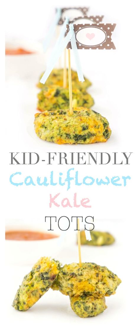 Transform steamed cauliflower into tasty little bites by making some of these Cauliflower Kale Tots! Perfect way to sneak some extra veggies into those picky eaters and is also a great addition to the menu for baby-led weaning or as a finger food for toddlers! {Gluten-free & vegetarian} Finger Foods Ideas, Rainbow Cauliflower, Cauliflower Tots, Toddler Finger Foods, Foods Ideas, Steamed Cauliflower, Picky Eaters Kids, Cheat Code, Cauliflower Bites