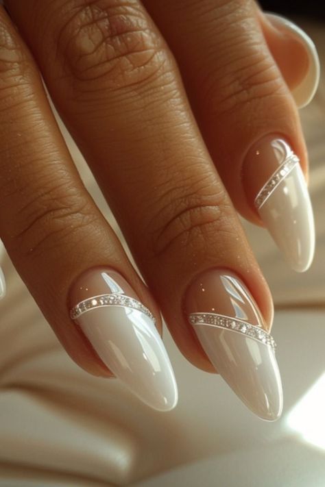 Nails Design For Wedding The Bride, Bridal Manicure Wedding Nails Ideas, Bride Nails Wedding Elegant, Bride Manicure, Elegant Bridal Nails, Nails Bride, Nails Board, Wedding Acrylic Nails, Bridal Nails Designs