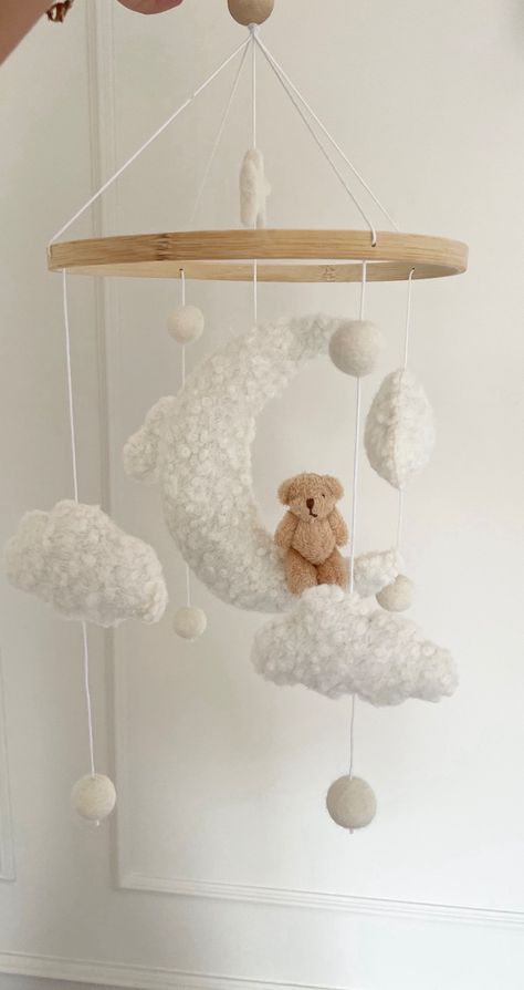 ABOVE THE CLOUDS Cot Mobile, Boucle Cot Mobile, Cloud Mobile, Neutral Nursery, Baby Mobile, Nursery Mobile, Crib Mobile, Nursery Decoration - Etsy Canada Teddy Bear Nursery, Clouds Nursery, Cot Mobile, Baby Room Inspiration, Bear Nursery, Mobile Nursery, Nursery Room Inspiration, Baby Crib Mobile, Baby Room Design