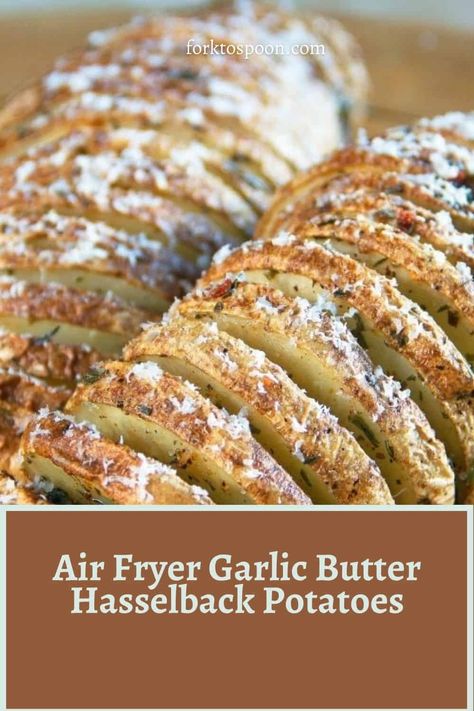 Cheesy Hasselback Potatoes, Air Fry Potatoes, Air Fryer Garlic, Air Fryer Baked Potato, Butter Potatoes, Hasselback Potatoes, Air Fryer Oven Recipes, Airfryer Recipes, Air Fry Recipes