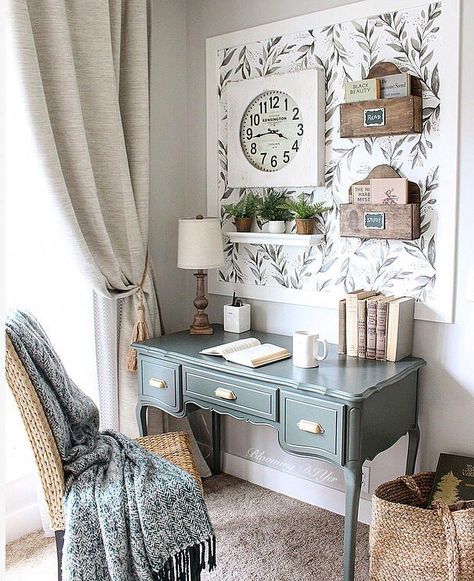 Interior Boho, Farmhouse Office, Cozy Home Office, Decor Ikea, Dekorasi Kamar Tidur, Casa Vintage, Small Home Office, Home Office Space, Cool Ideas