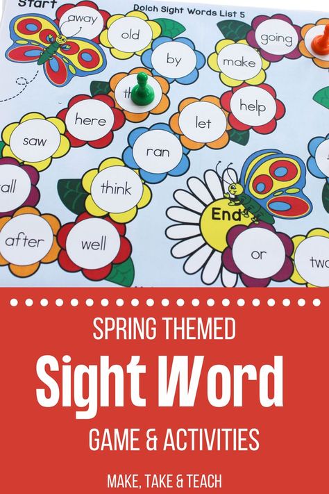 These spring themed sight word games are perfect for your first grade and second grade literacy centers! These sight word game boards contain sight words from the Dolch sight word list. Black and white versions are contained in this activity for added sight word practice at home! Dolch Sight Word List, Writing Sight Words, Teaching Sight Words, First Grade Sight Words, Sight Words List, Dolch Sight Words, Nonsense Words, English Language Arts High School, Phonics Games