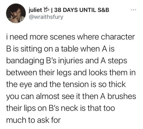 Character Comforting Another, Character A X Character B Prompts, Hospital Au Prompts, Character Injury Prompts, Close Proximity Trope, Character A And B Scenarios, Character A Character B Prompt, Injury Tropes, Found Family Trope Prompts