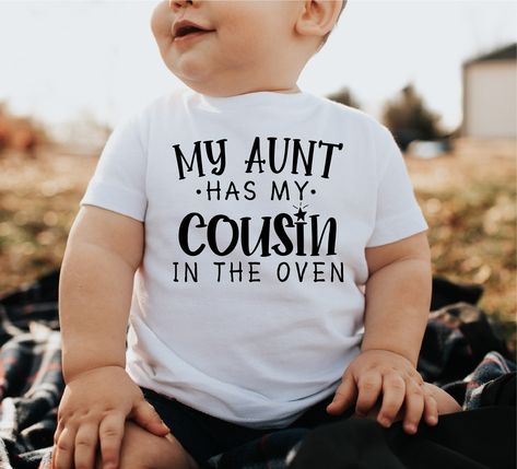 **My Aunt Has My Cousin In The Oven Shirt, Baby Announcement Tee, Auntie Pregnancy Reveal Shirt, Cute Big Cousin Shirt, Baby Shower Party Tee  ** 1. Check our photos for sizing and color options.  2. Choose your quantity. Feel free to add as many shirts as you wish!  3. Select your size and color from the drop-down menus.  4. Click "ADD TO CART" to add the shirt to your virtual cart.  5. Click "PROCEED TO CHECKOUT" to purchase your shirt.  6. Your shirt is now off to production! We will process Big Cousin Onesie, My Aunt Has My Cousin In The Oven, New Cousin Announcement, Cousin Baby Announcement, Uncle Announcement Pregnancy, Baby Announcing Ideas To Family, Aunt And Uncle Pregnancy Announcement, Cousin Pregnancy Announcement, Big Cousin Shirt