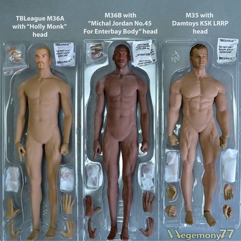 1/6 scale TBleague Phicen male bodies + head sculpts comparison - M36A with “Holy monk” head - M36B with “Michael Jordan No. 45 for Enterbay body” head - M35 with Damtoys KSK LRRP head Sloth Goonies, Supernatural Dean Winchester, Tailored Clothes, Supernatural Dean, Realistic Dolls, Samurai Art, Male Doll, Custom Action Figures, Ken Doll