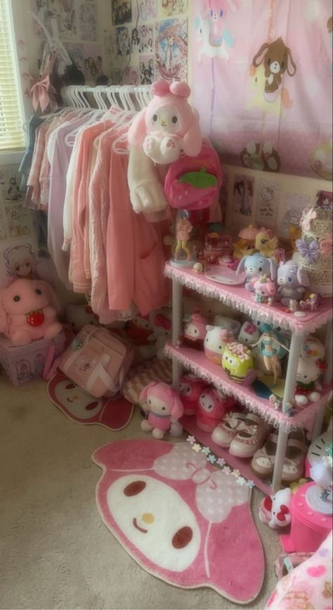 Kawaiicore Room Decor, Kawaii Core Room, Cutecore Room Decor, Kawaii Pink Room, Cute Core Room, Pink Kawaii Room, Agere Room, Kawaii Bedroom Aesthetic, Kawaiicore Room