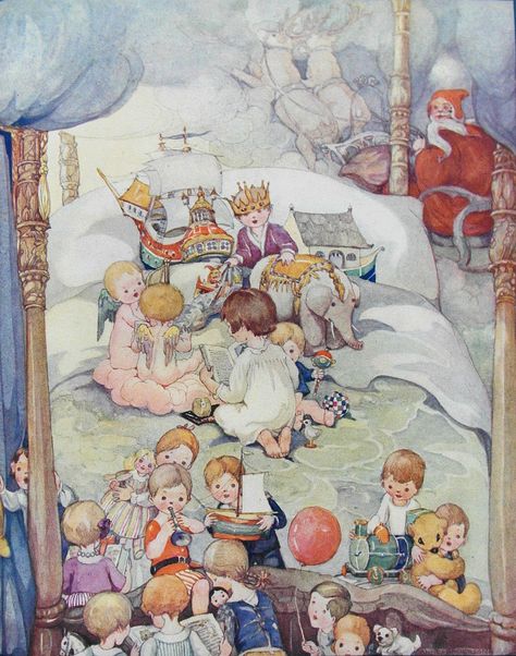 Anne Anderson Anne Anderson, Illustration Christmas, Cicely Mary Barker, Xmas Presents, Christmas Print, Childrens Illustrations, Children's Book Illustration, Christmas Morning, Sled