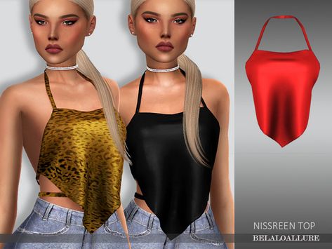 belal1997's Belaloallure_Nissreen top Denim Bra, Cc Skin, Female Shirts, Sims 4 Black Hair, Sims 4 Traits, Sims 4 Game Mods, Sims 4 Cc Folder, Free Sims, Female Tops