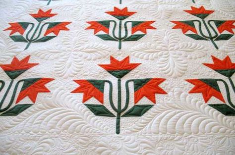 Lily Quilt Block, Carolina Lily Quilt, Carolina Lily, Antique Quilts Patterns, Vintage Quilts Antiques, Orange Quilt, English Paper Piecing Quilts, Flower Quilts, Machine Quilting Designs