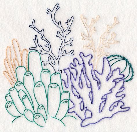 Kelp Embroidery, Ocean Embroidery Patterns, Seashells Embroidery Designs, Marine Embroidery, Ocean Embroidery, Beach Embroidery, Ocean Dress, Bleach Hoodie, Funny Fish