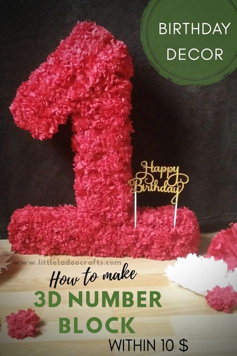 Diy Birthday Number, Birthday Decorations Diy, Cardboard Letters, Diy Blocks, Diy Letters, Diy Birthday Decorations, One In A Melon, Birthday Numbers, Birthday Decoration