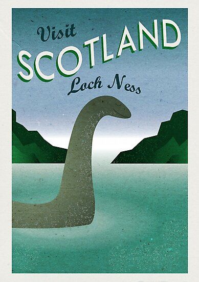 A vintage-style travel poster for Loch Ness, Scotland. Support your friendly local sea serpent! • Millions of unique designs by independent artists. Find your thing. Loch Ness Scotland, Sea Serpent, Loch Ness Monster, Travel Postcard, Visit Scotland, Loch Ness, Ink Blot, Card A, Scotland Travel