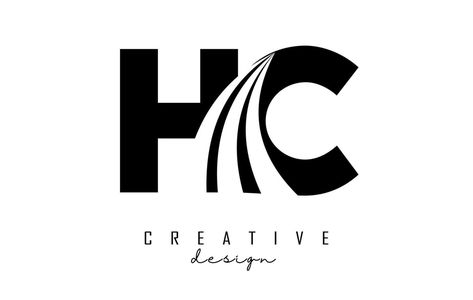 Creative black letters HC h c logo with leading lines and road concept design. Letters with geometric design. Hc Logo Design Letter, Hc Logo Design, Hc Logo, Road Logo, Leading Lines, Design Letters, C Logo, Letter Logo Design, Black Letter