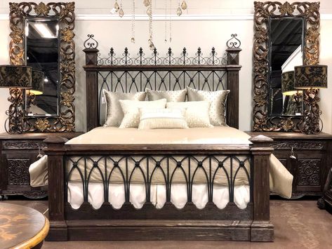 Spanish Bed, Luxurious Beds, Rustic Beds, Tuscan Furniture, Old World Furniture, Iron Headboard, Handcrafted Bed, Modern Rustic Furniture, Handmade Wood Furniture