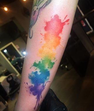 Rainbow Watercolors Rainbow Watercolor Tattoo Backgrounds, Splatter Tattoo, Unity Tattoo, Lgbt Tattoo, Inspiring Tattoos, Watercolour Tattoos, Pride Tattoo, Simple Tattoos For Guys, Rainbow Tattoos