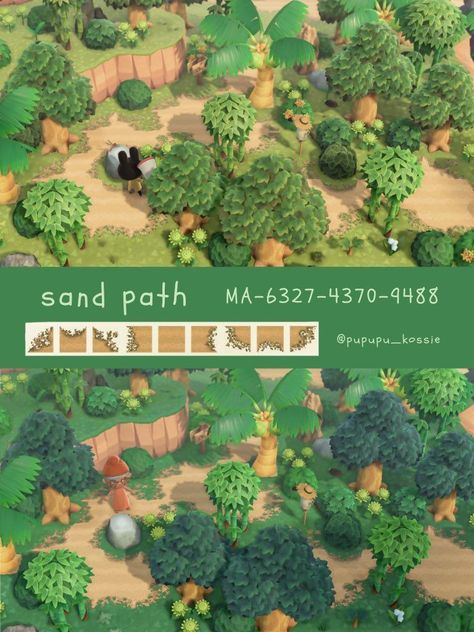 Path Acnh Code, Path Acnh, Acnh Tropical, Grass Path, Acnh Custom Designs, Dino Island, Motif Jungle, Animal Crossing Guide, Acnh Codes