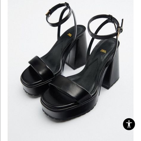 zara high heeled platform sandals Black Platform, Zara Shoes, Platform Sandals, Heel Height, High Heels, Zara, Prom, Sandals, Heels