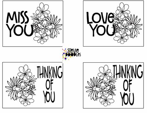 7 Pages of Free Cards To Print and Color    #freecoloringcards #greetingcards #kidsprintables #coloringpages #coloringprintables #cardstocolor #freeprintablecards #thinkingofyou #missingyou #freecoloringsheets Postcard Coloring Pages, Black And White Thinking, Free Printable Christmas Cards, Free Kids Coloring Pages, Printable Postcards, Love Coloring Pages, Free Printable Cards, Children's Activities, Free Coloring Sheets