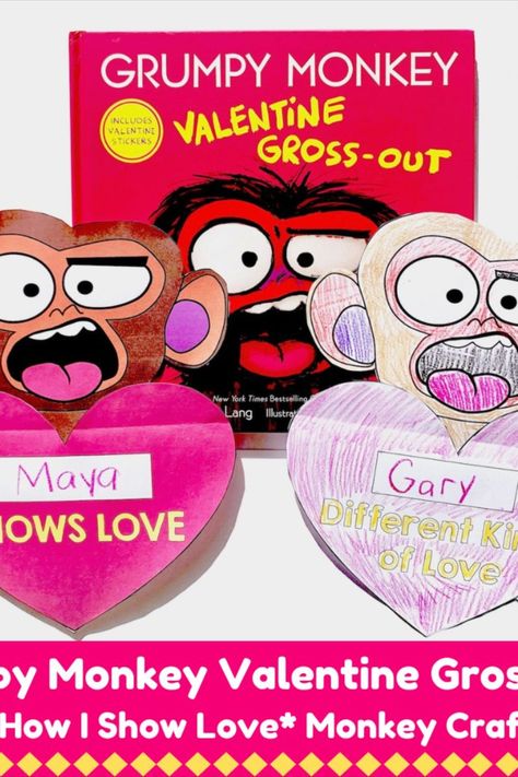 Grumpy Monkey, Monkey Craft, Monkey Valentine, Kinds Of Love, Different Kinds Of Love, Monkey Crafts, Book Craft, Valentine Stickers, Pet Monkey