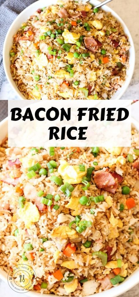 Bacon Fried Rice Recipe, Bacon Fried Rice, Peppered Bacon, Bacon Rice, Chicken Fried Rice Recipe Easy, Bacon Dishes, Vegetables Rice, Fried Rice Recipe Easy, Chicken Fried Rice Recipe