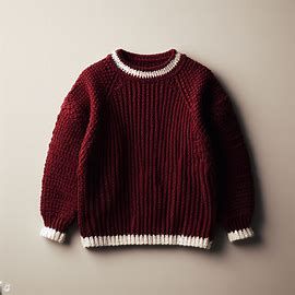 simple darkish red crochet sweater with white ribbing on the cuffs, waistband and neckline - Image Creator from Microsoft Designer Red And White Crochet Sweater, Red Sweater Crochet, Red Crochet Sweater, Burgundy Sweater Outfit, Red And White Sweater, Sweater Outfits Men, Character Clothing, Crochet Jumper, Red Crochet