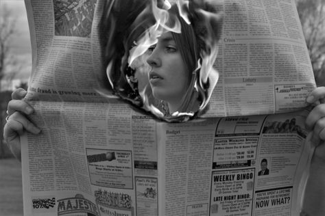 Burning Newspaper Photography, Fire Newspaper Photography, Burning Newspaper Photoshoot, Newspaper Photography, Fire Photoshoot, Western Shoot, Nostalgia Ultra, Photo Moodboard, Newspaper Photo