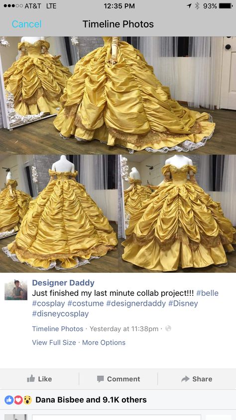 I think this stays true to the original rather than the new live action one which is a different design. I like this design way better than the new live action design Belles Dress, Belle Gown, Belle Cosplay, Belle Costume, Clothes Reference, Diy Disney, Disney Princess Dresses, Belle Dress, Princess Belle