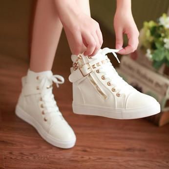 - Sole Material: Rubber - Size: 35,36,37,38,39,40 Platform height(cm)(inch) Heel-height(cm)(inch) 3/1.18 3/1.18 If you are insure about your size please email us at syndromecustomer@163.com and Send us your foot measurements Feedback: Customer satisfaction is very important to us. If you are satisfied with the items you ordered, please leave 5 stars feedback. If you are not satisfied with the items you ordered, please contact us before leaving negative feedback. We can work together to resolve a Sepatu Platform, Hidden Wedge Sneakers, Kawaii Shoes, Girly Shoes, Wedge Sneakers, Girls Sneakers, High Top Shoes, Stylish Sneakers, White Shoes