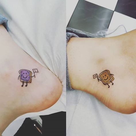 Jelly Tattoo, Cool Tattoos With Meaning, Bestie Tats, Cute Best Friend Tattoos, Sister Tats, Matching Bff Tattoos, Matching Tattoo Ideas, Best Friend Tattoo, Bestie Tattoos