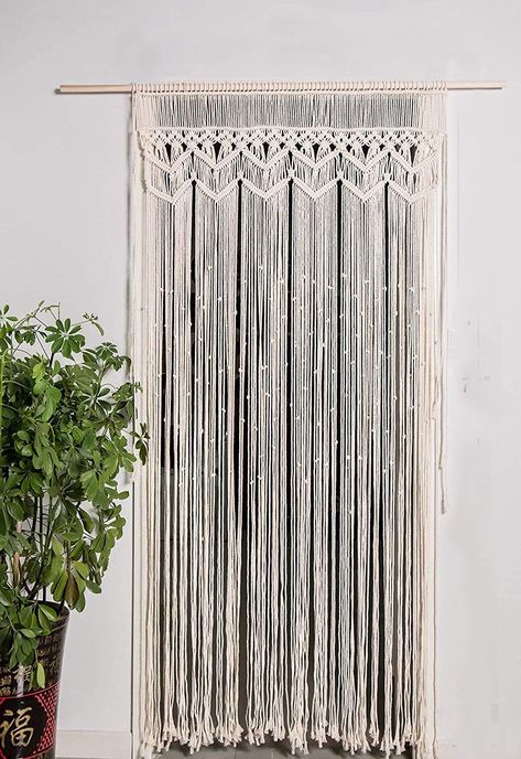 Hysunland Macrame Curtains Boho Curtains for Bedroom Living Room Beaded Curtain Macrame Wall Hanging Macrame Window Curtain, Macrame Curtains, Macrame Door Curtain, Cortinas Boho, Tapestry Curtains, String Curtains, Photo Backdrop Wedding, Hippy Room, Headboard Decor