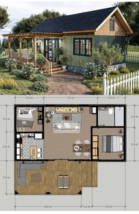 Small Cottage House Plans, Affordable Homes, Shed To Tiny House, Sims 4 House Building, Tiny House Community, Small House Floor Plans, Cabin House Plans, Sims House Plans, Tiny House Floor Plans