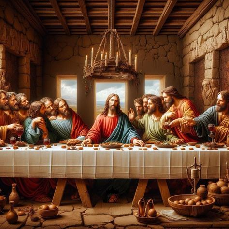 The Last Supper Art, Prophetic Art Worship, Last Supper Art, The Last Supper Painting, Jesus Last Supper, Famous Art Paintings, Maundy Thursday, Pink Glitter Wallpaper, Superman Wallpaper