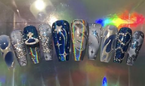 Xg Inspired Nails, Xg Nails Inspired, Xg Nails, Acotar Nails, Green Cybercore, Nails Inspired, Hippie Nails, Edgy Nails, Goth Nails