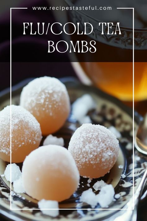 These Flu/Cold Tea Bombs are a convenient and effective way to boost your immune system during cold and flu season. Simply drop one into hot water for a warming, spicy drink that helps alleviate symptoms and supports your wellness. Spicy Drinks, Cold Tea, Tea Remedies, Herbal Remedies Recipes, Easy Cold, Bombe Recipe, Tea Diy, Boost Your Immune System, Home Health Remedies