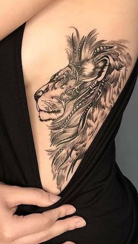 Lion Side Tattoo, Side Body Tattoos, Tattoos Lion, Side Tattoos Women, Side Hand Tattoos, Rib Tattoos For Women, Lioness Tattoo, Lion Tattoo Design, Hand Tattoos For Women