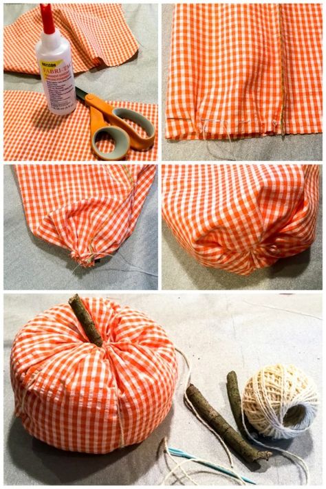 How To Make Fabric Pumpkins, Fabric Pumpkins No Sew, Easy Fabric Pumpkins, Crafts With Fabric, Make Fabric Pumpkins, Linen Crafts, Pumpkin Tutorial, Pumpkin Patterns, Fall Pumpkin Crafts