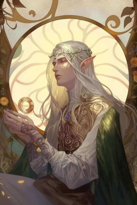 Long White Hair, White Hair, Elf, A Woman, Crown, Hair, White, Art