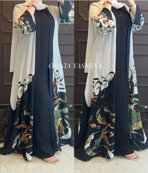 Printed Abaya, Chinese Fancy Dress, Islamic Fashion Dresses, Muslimah Outfit, Blouse Casual Fashion, Mode Abaya, Fashion Top Outfits, Modest Dresses Casual, Dress Design Patterns