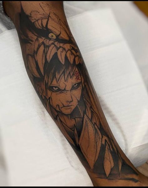 Gara Tattoos Ideas, Gara Tattoos Naruto, Gaara Tattoo Design, Gara Tattoos, Gaara Tattoo Ideas, Tato Realis, Gaara Tattoo, African Sleeve Tattoo, Tato Naruto