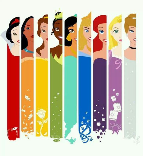 Disney Princess Rainbow Disney Amor, Paint My Room, The Disney Princesses, Penanda Buku, Images Disney, Pinturas Disney, Disney Life, Disney Scrapbook, Disney Kids