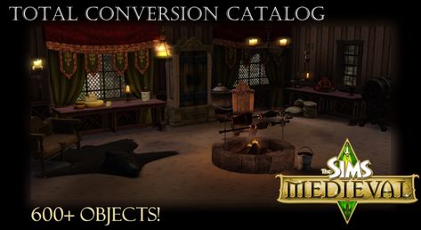 Mod The Sims - The Sims Medieval Total Conversion Catalog Table Candle Holders, Carved Headboard, Sims Medieval, Tropical Aquarium, Stone Dining Table, Wall Candle Holders, Stuffed Animal Storage, Decorative Pots, Wall Candles