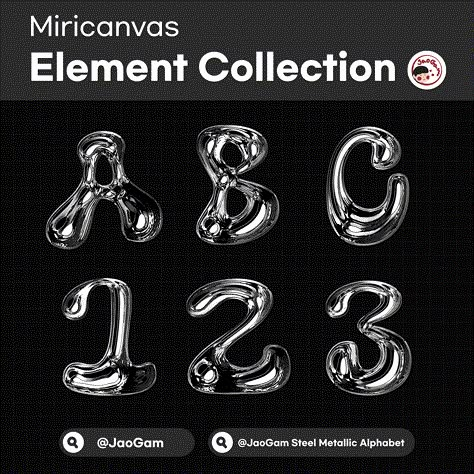 Miricanvas Element Collection | Steel Metallic Alphabet Canva Letters, Metallic Font, Metal Typography, Blog Font, Web Design Blog, Ipad Essentials, Metal Font, Graphic Shapes Design, Keyword Elements Canva