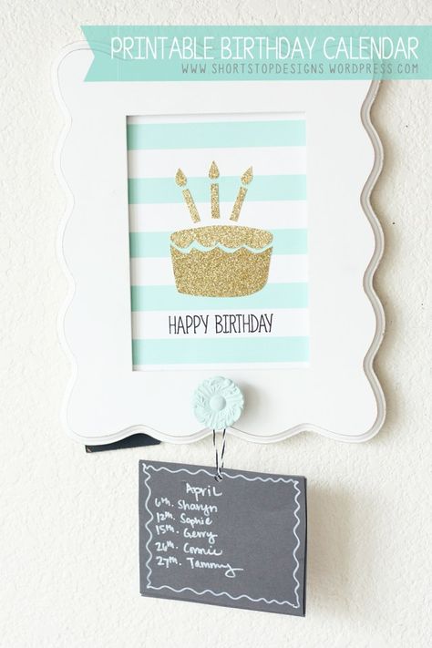 Printable Birthday Calendar Birthday Calendar Ideas, Diy Birthday Calendar, Printable Birthday Calendar, Happy Birthday April, Family Birthday Board, Birthday Display, Classroom Birthday, Birthday Reminder, Birthday Party Printables