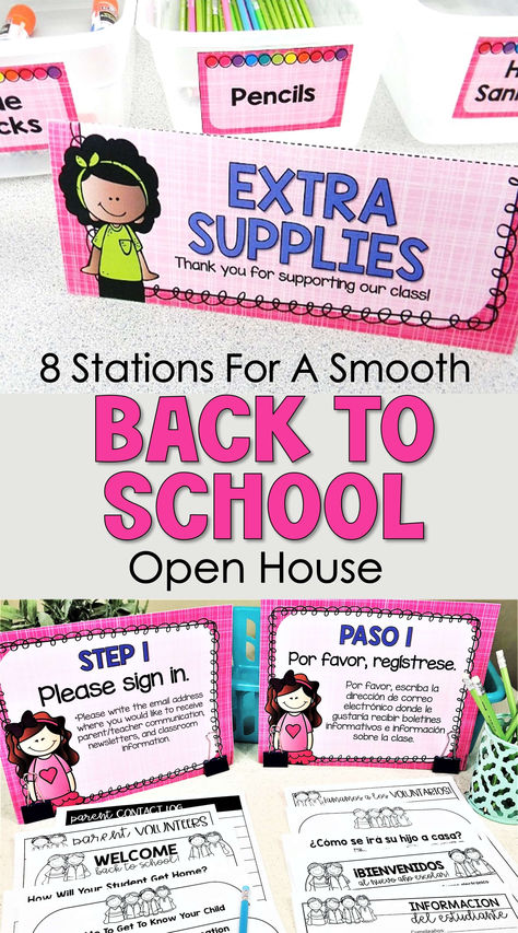 Back to school open house and Meet the Teacher Night stations. Open House Stations, Meet The Teacher Ideas, Student Information Form, Family Math Night, Teaching Rules, Curriculum Night, Meet The Teacher Night, School Open House, Meet The Teacher Template