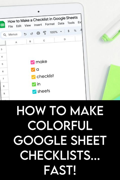 Looking to create checklists in Google Sheets? I can help you make those checklists, FAST! I'm sharing all the shortcuts to create colorful checklists (with custom colors!) and how you can create them so quickly. Head to this page to make a checklist right now... Google Sheets Tips, Google Drive Organization, Google Hacks, Google Sheets Templates, Google Suite, Computer Organization, Google Training, Technology Teacher, Google Tasks