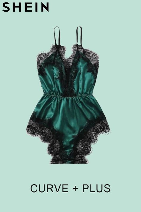 Satin Teddy, Pijamas Women, Green Lingerie, Satin Romper, Cute Sleepwear, Romper Bodysuit, Teddy Bodysuit, Hot Lingerie, Backless Jumpsuit