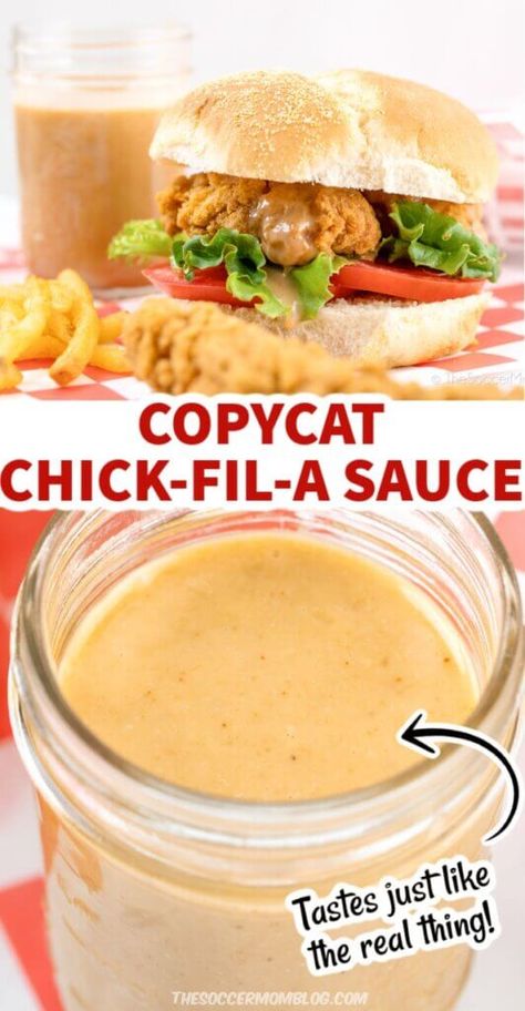 A crave-worthy combo of honey mustard and barbecue — Chick-Fil-A Sauce tastes amazing on everything! Here's how to make this famous dipping sauce at home. Chic Filet, Grilled Chicken Burgers, Copycat Chick Fil A, Chick Fil A Sauce, Restaurant Copycat, Healthy Sauces, Fried Chicken Sandwich, Honey Mustard Sauce, Cat Recipes