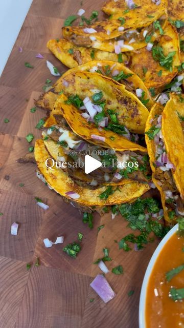 Calvin Kang | cooklikeimbook ✌🏻 on Instagram: "Quesabirria Tacos!  Makes 17 Tacos  Each:97.5 Calorie | 10.5g Protein |  2.8g Fat | 5,4g Net Carbs   INGREDIENTS:  17 Mission Low Calorie Tortilla 56g Low Fat Mozzarella Cilantro  Red Onion   Ingredients and directions for the Birria is next to this  #birriatacos #tacos #tacotuesday #fitness #healthyrecipes #caloriedeficit #weightloss #fatloss" Low Calorie Tortilla, Calorie Deficit, Taco Tuesday, Low Fat, Low Calorie, Red Onion, Cilantro, Mozzarella, Tacos