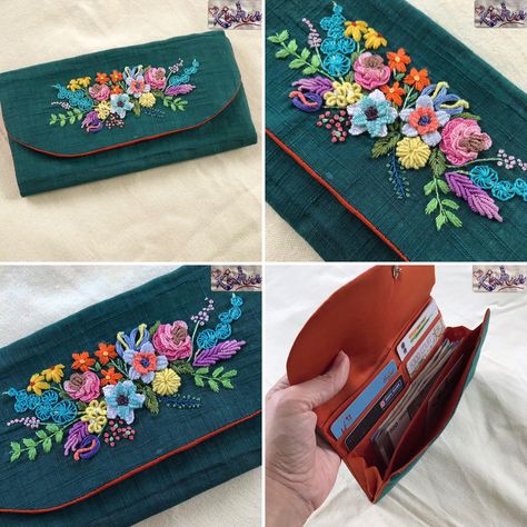 Handmade Clutch Purse, Embroidered Wallet, Handpainted Bags, Handmade Clutch, Hand Embroidery Flowers, Market Place, Diy Home Crafts, Sewing Bag, Beautiful Bags