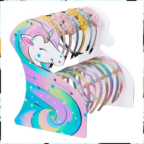 FIOBEE Girls Headband Holder Organizer Unicorn Headband Storage Hair Accessories Organizer Hairband Display Stand Home Room Decors for Kids Unicorn Desk, Hair Accessories Organizer, Headband Storage, Headband Display, Headband Organizer, Accessories Organizer, Organizing Hair Accessories, Girls Headband, Kids Headbands